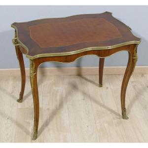 Louis XV Style Flying Living Room Table In Rosewood Curling And Rosewood, Late 19th Century