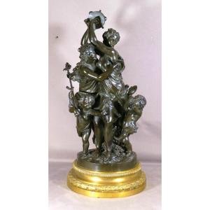 Important Bronze Group, Bacchanal Music And Dance, Schoenewerk And Delafontaine, 19th Century