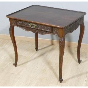 Cabaret Table In Carved Solid Walnut Louis XV Period, 18th Century 