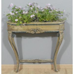 Louis XVI Transitional Planter Console In Carved Lacquered Wood, 19th Century Period