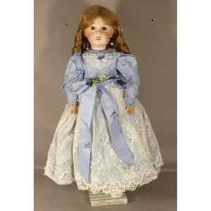 Darling Brown Eyes, Limoges Porcelain Doll, Lanternier Manufacture, Size 8