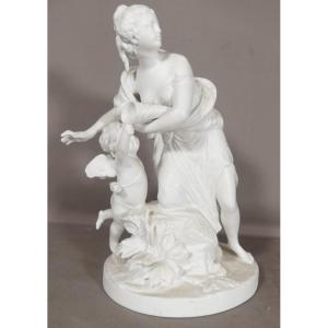 The Pleasure Stolen By Boizot, Porcelain Biscuit Sculpture, Napoleon III Period