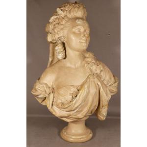 Mademoiselle Guimard (1743-1816), Portrait Bust In Plaster After Merchi, Cast From The Louvre