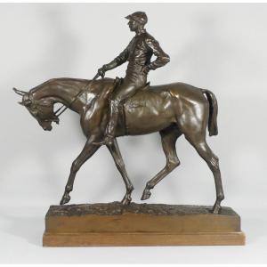 Jockey Sur Son Cheval, Grand Bronze Par Emmanuel Fremiet (1824-1910) Daté 1901