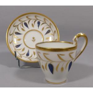 Manufacture Locré Début XIX ème, Tasse Et Sous Tasse De Collection En Porcelaine Peinte Main