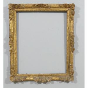 Large Louis XIV Period Frame In Carved And Gilded Oak Wood, 17th Century