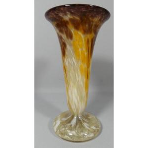 Charles Schneider, Vase Marmoréen En Verre, époque Art Déco