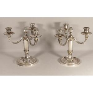 Chrysalia Paris, Pair Of Neoclassical Louis XVI Style Candlesticks, 20th Century