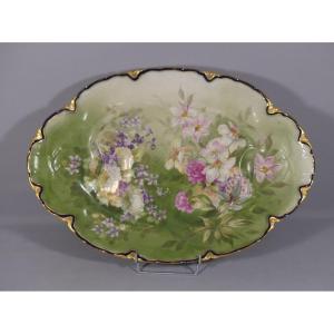 Large Limoges Porcelain Flower Dish, Haviland Guérin, 19th Century