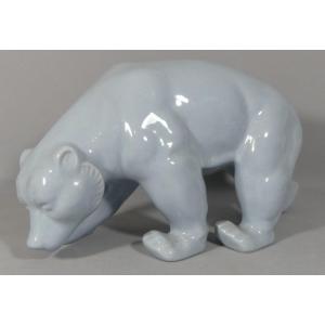 Art Deco Bear Blue Grey Earthenware Statuette