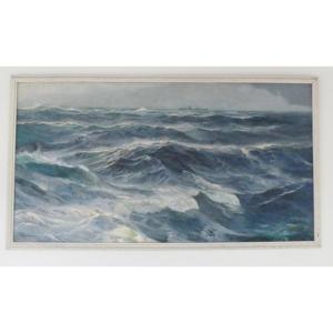 Jean Louis Paguenaud, Atlantique Sud 1946, 231*129 Cm, Très Grand Tableau Marine 