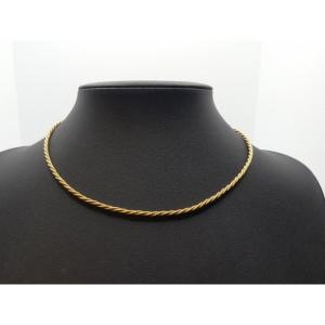 18 Carat Solid Gold Necklace, Braided Rope Mesh, Circa 1980