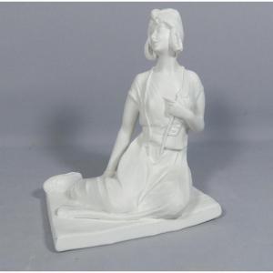 Léopold Savine Et Haviland, Statuette En Biscuit Femme Berbère, époque Début XX ème