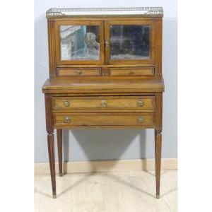  Bonheur Du Jour Louis XVI, Cherry Wood Storage Desk, 19th Century 