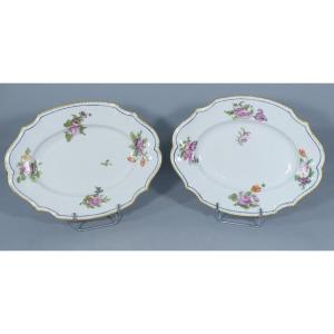 Limoges XVIII ème, Manufacture Du Comte d'Artois, Rare Paire De Plats En Porcelaine