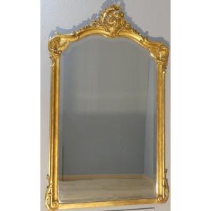 Louis XV Style Gilded Stucco And Wood Fireplace Mirror, 19th Century