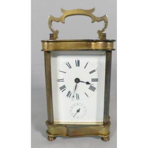 Brass Travel Or Officer's Clock With Chime, Early 20th Century