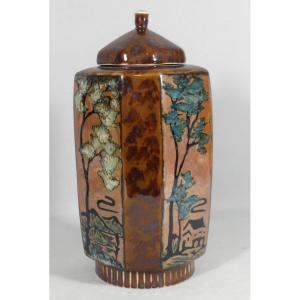 Camille Tharaud Limoges, Vase Couvert Japonais Appelé Pot Werther Porcelaine Art Déco