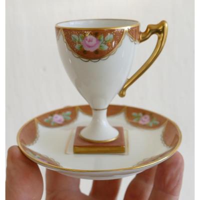 Porcelain Collection Cup Handpainted, Flowers And Gold Decor