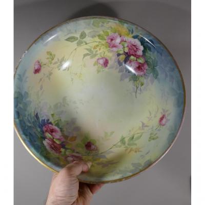 Large Cup, Salad Bowl, Porcelain Bowl Hand Painted Rose Flowers