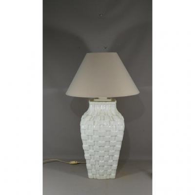 Braided Ceramic Lamp Vannery Way, Design Of The Seventies