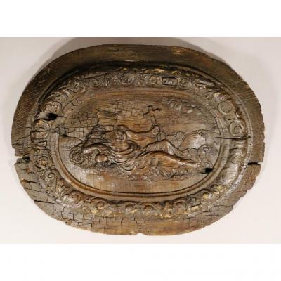 Medallion In Bas Relief, Marie Madeleine Vanity, Carved Wood, XVII,