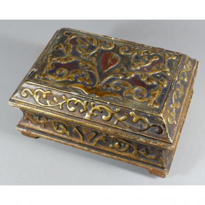 Box Wooden Carved Gilt And Polychrome Nineteenth Time