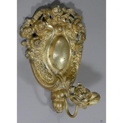 Porte Manteau Ou Serviette En Bronze Doré, Décor à La Rose De Style Louis XVI