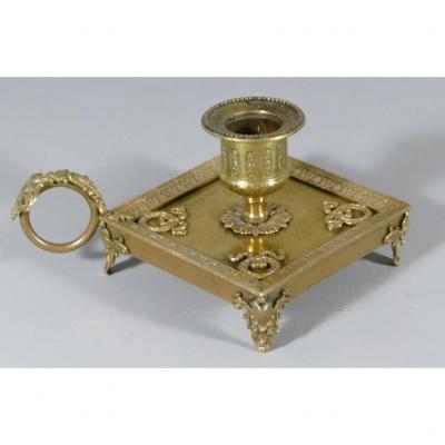 Empire Style Hand Candle Holder Late Nineteenth Century In Bronze And Brass