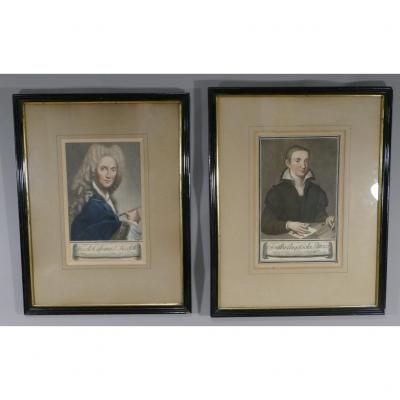 Paire De Gravures XVIII ème, Portraits Des Peintres Nicoletto Et Sofonisba Anguissola