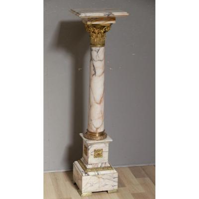 Napoleon III Column In Marble And Gilt Bronze In Corinthian Capital, XIX