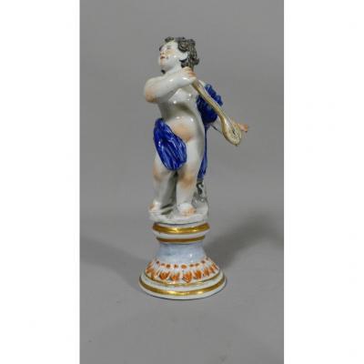 Amour Musicien, Statuette En Porcelaine De Meissen, époque Fin XVIII ème