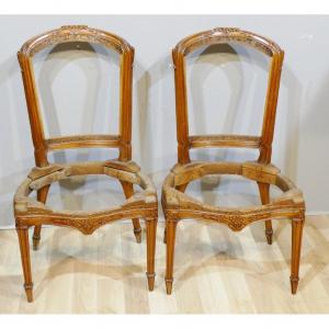 Pair Of Louis XV Louis XVI Transition Period Chairs In Oak Barrel XVIII