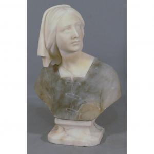 Alabaster Bust Of A Young Woman; Italy, Early 20th Century