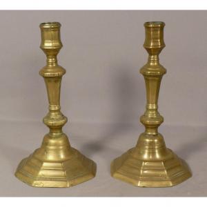 Pair Of Regency Period Bronze Candlesticks, Early 18th Century 