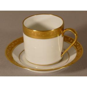 Collection Litron Cup In Gold Inlay And White Porcelain, Limoges