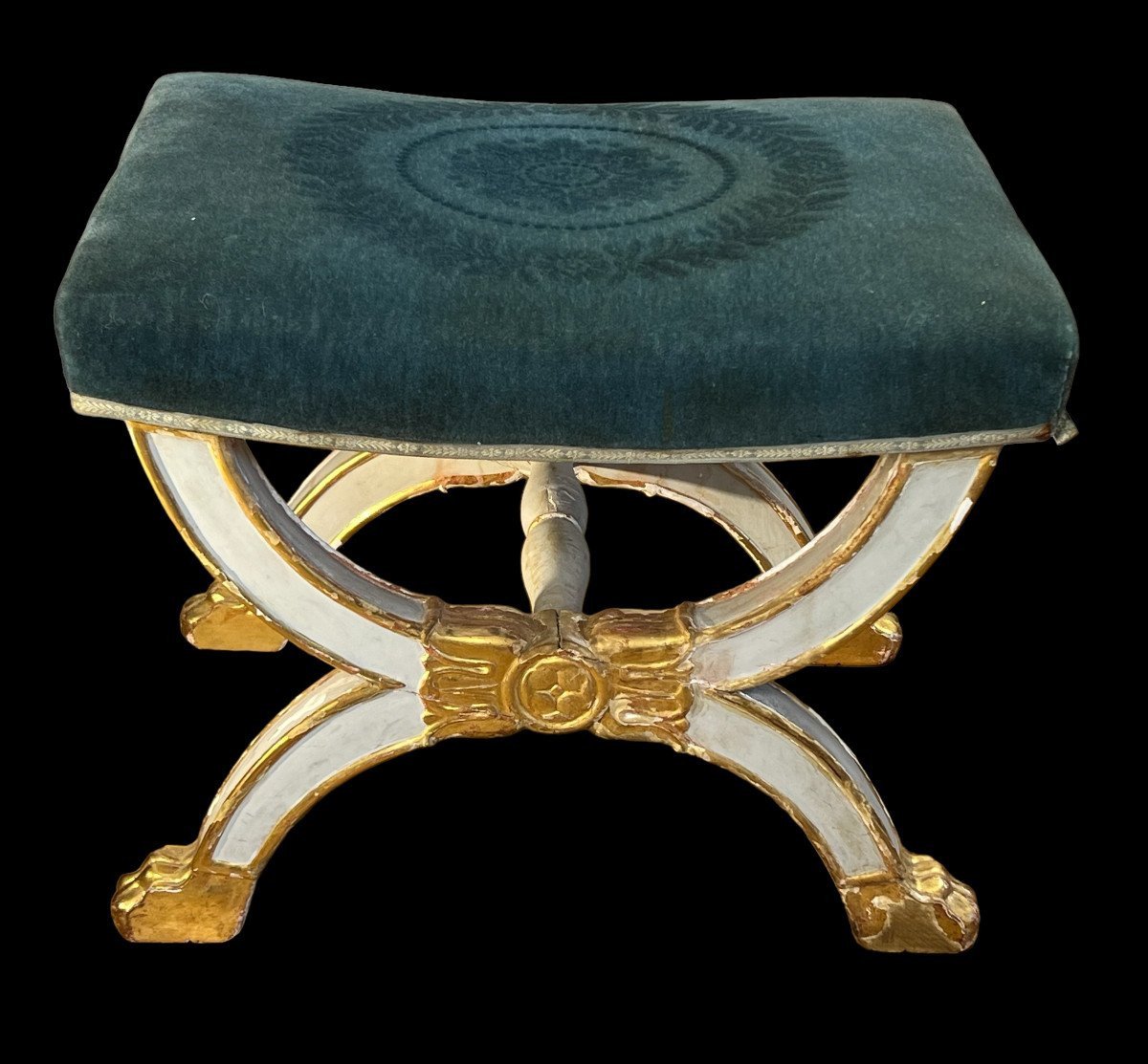 TABOURET CURULE DEBUT  XIXe ESTAMPILLÉ " JEANSELME " EPOQUE EMPIRE / RESTAURATION-photo-3