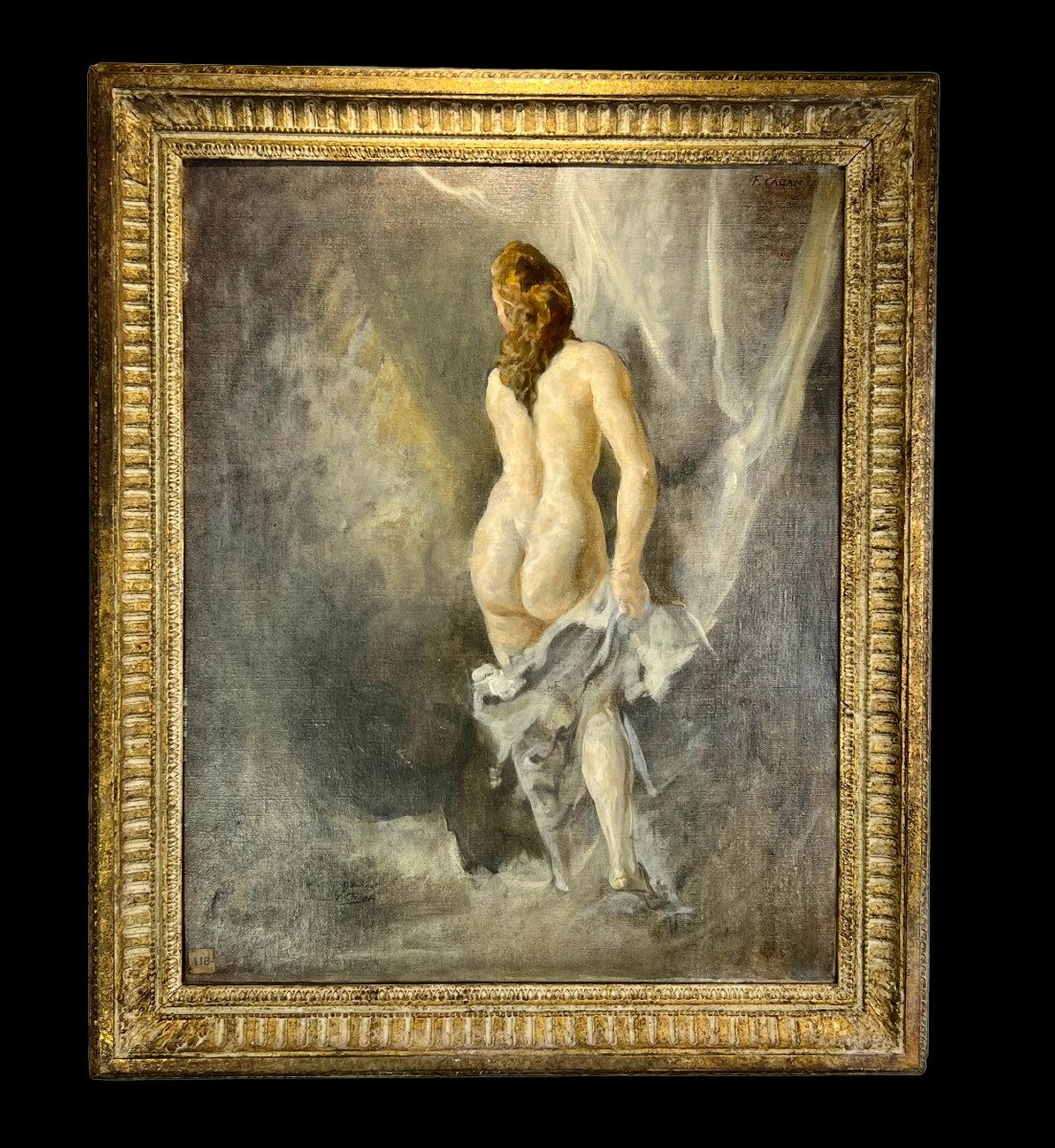 Table / Painting / Oil On Canvas Representing A Naked Woman / Signed-photo-2