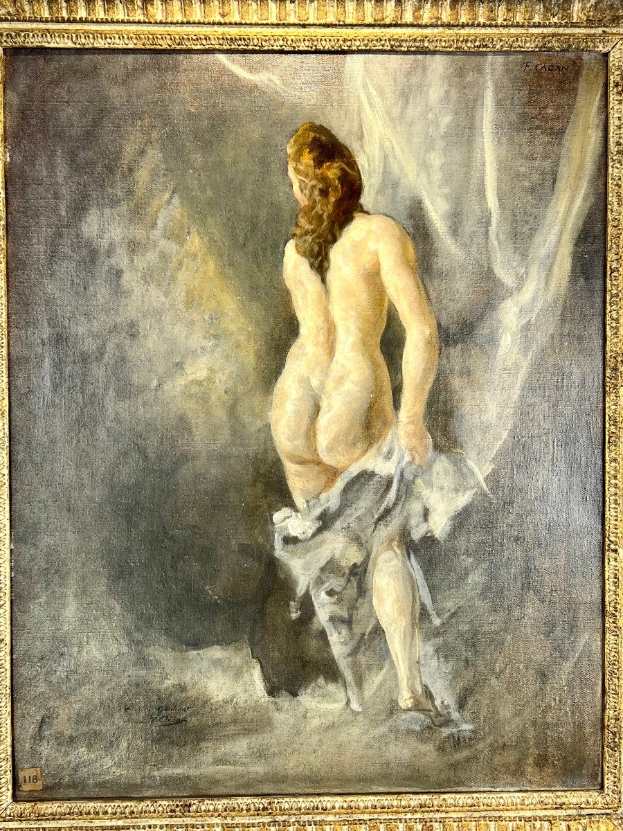 Tableau / Peinture / Huile Sur Toile Representant Une Femme Denudée /  Signé -photo-4