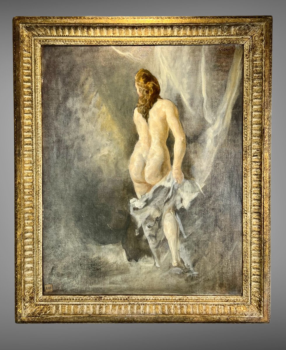 Tableau / Peinture / Huile Sur Toile Representant Une Femme Denudée /  Signé -photo-7