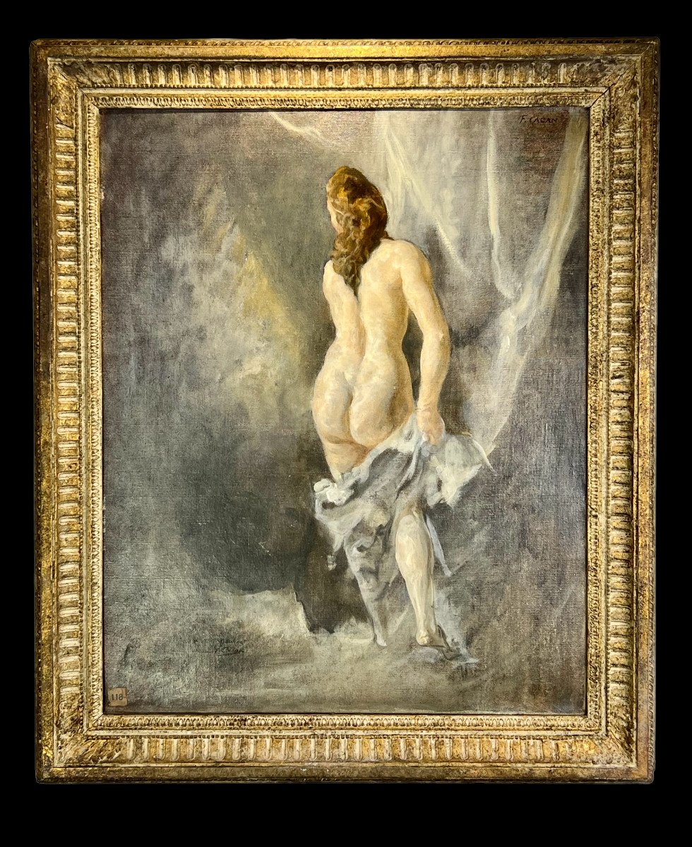 Tableau / Peinture / Huile Sur Toile Representant Une Femme Denudée /  Signé 