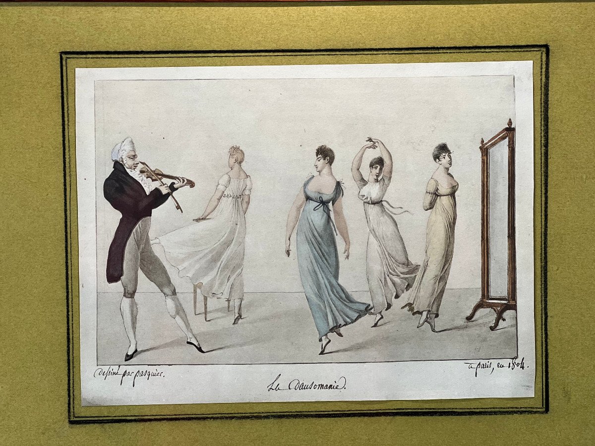 18th Century Drawing / Watercolor By Pierre Pasquier 1731-1806 "la Dansomanie"-photo-4