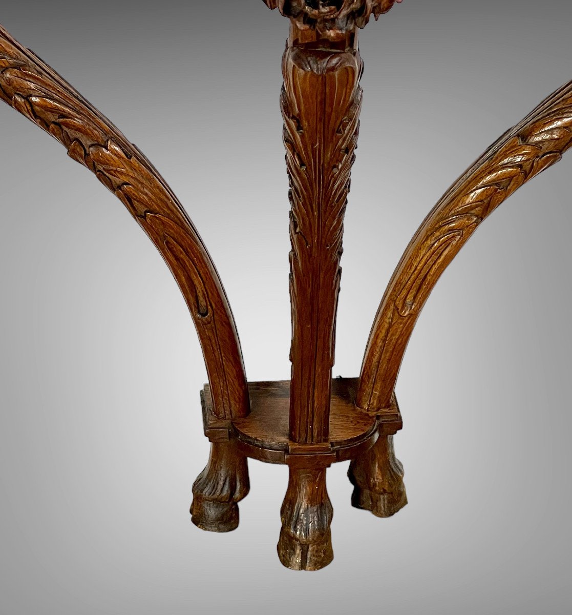 19th Century Console In Carved Oak Louis XVI Style With A Marble Top-photo-5