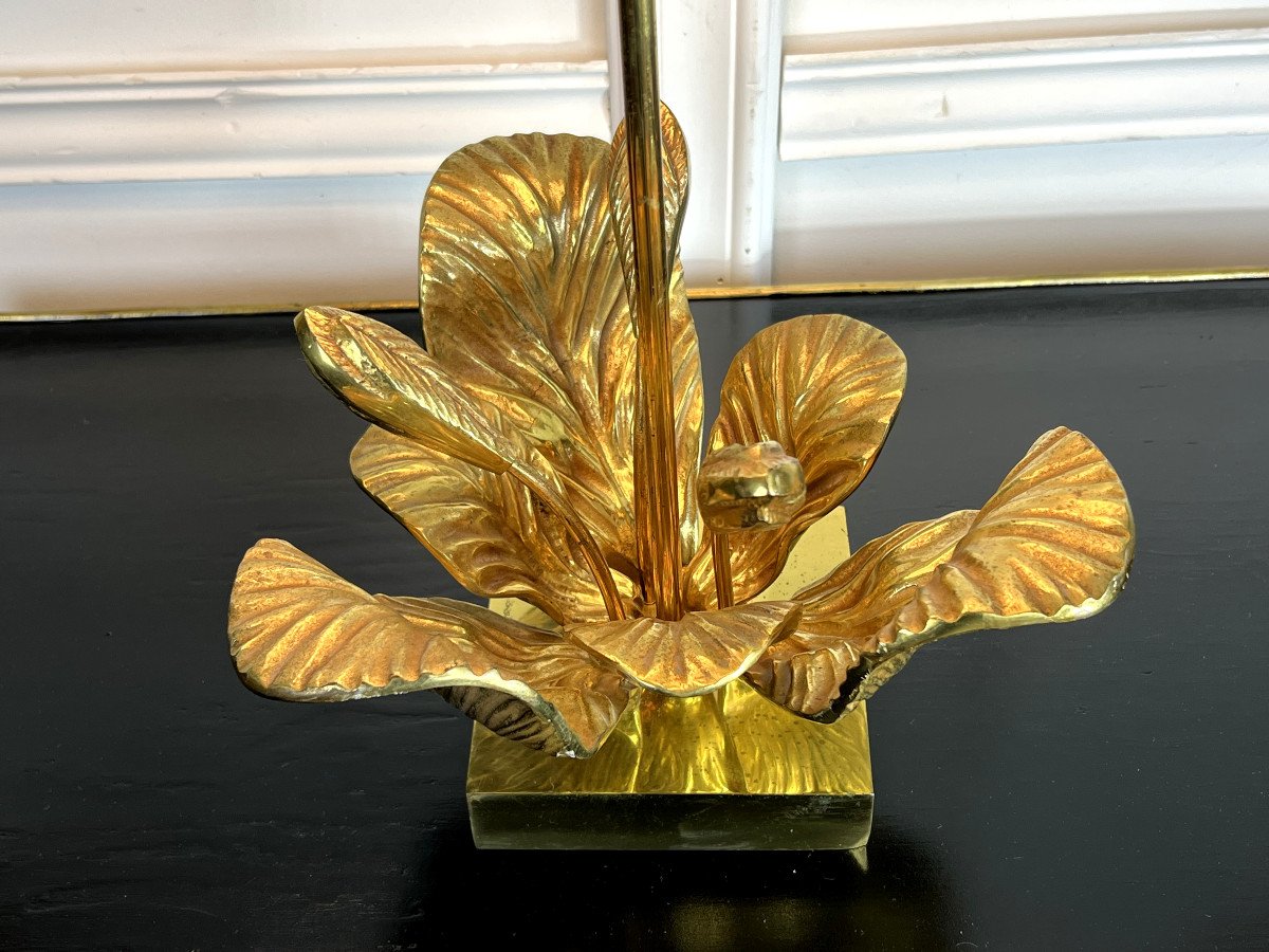 Charles Lamp (unsigned) In Gilt Bronze From The 70s Decorated With Foliage-photo-3