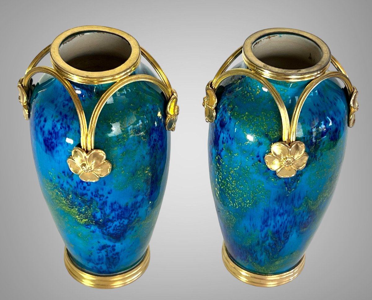 Pair Of Ovoid Vases In Sèvres Earthenware Attributed To "paul Milet 1870-1950"-photo-3