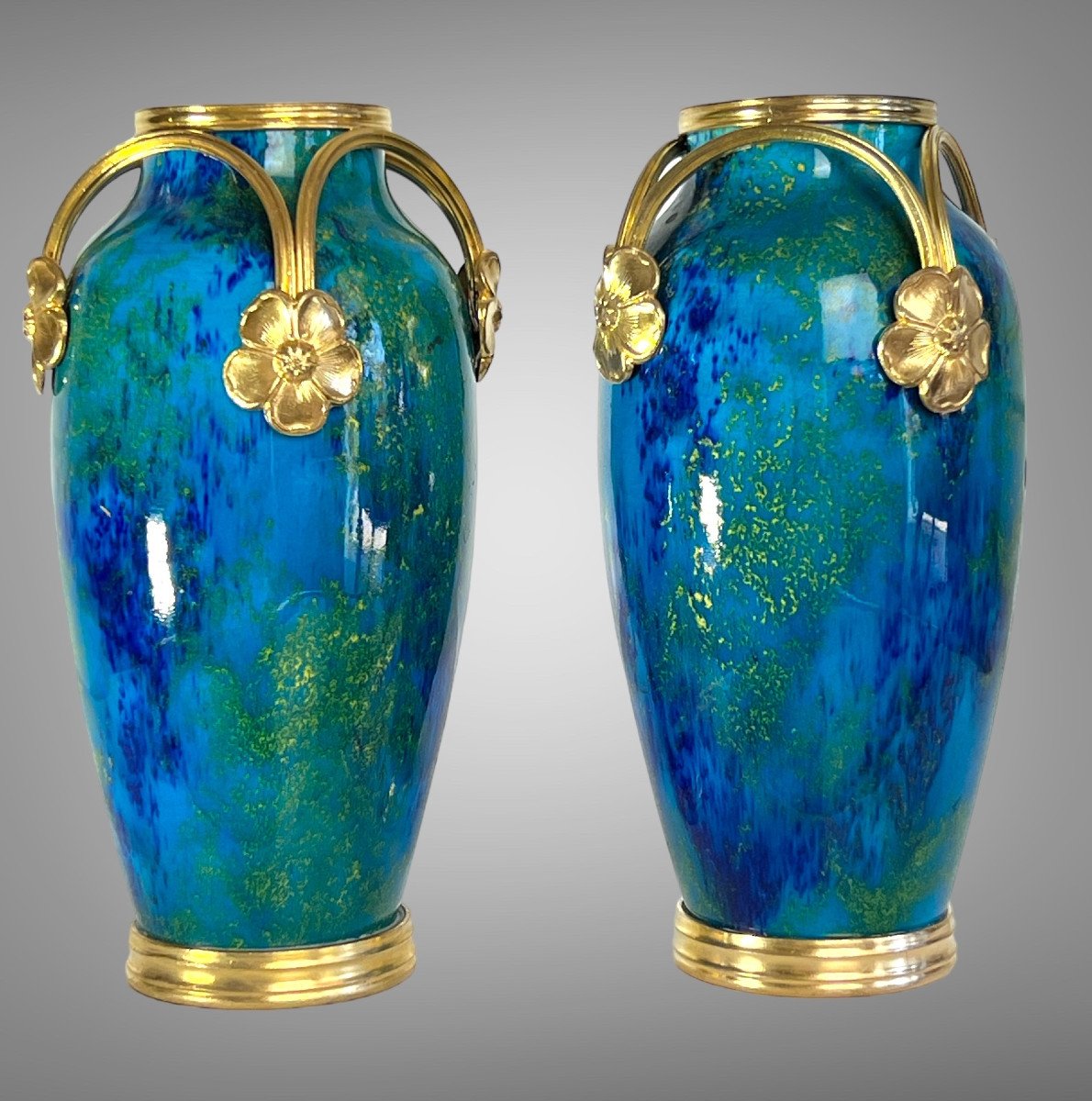 Pair Of Ovoid Vases In Sèvres Earthenware Attributed To "paul Milet 1870-1950"-photo-4