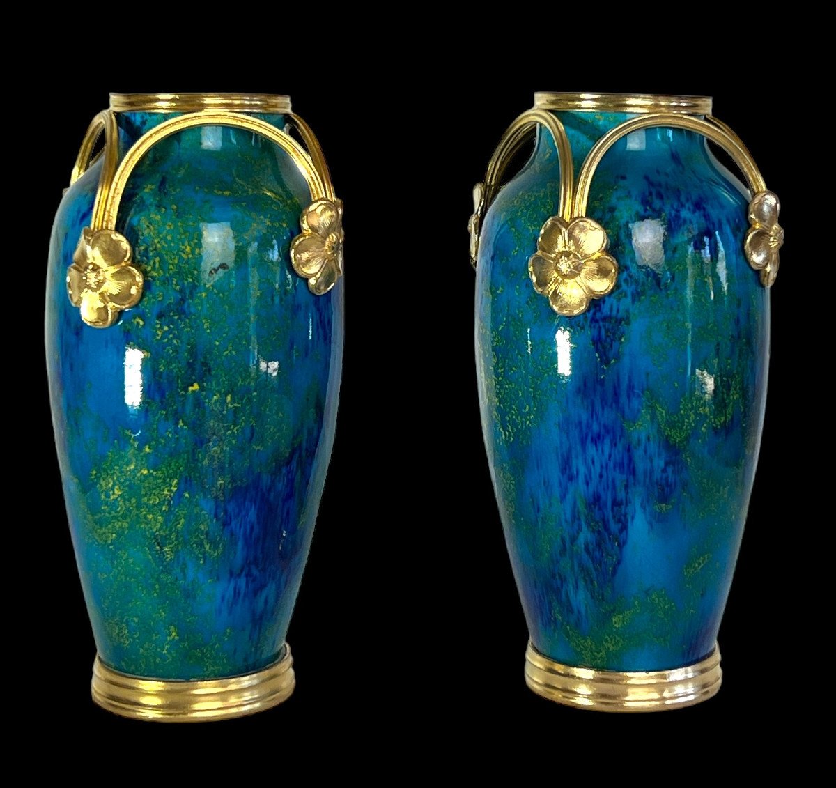 Pair Of Ovoid Vases In Sèvres Earthenware Attributed To "paul Milet 1870-1950"