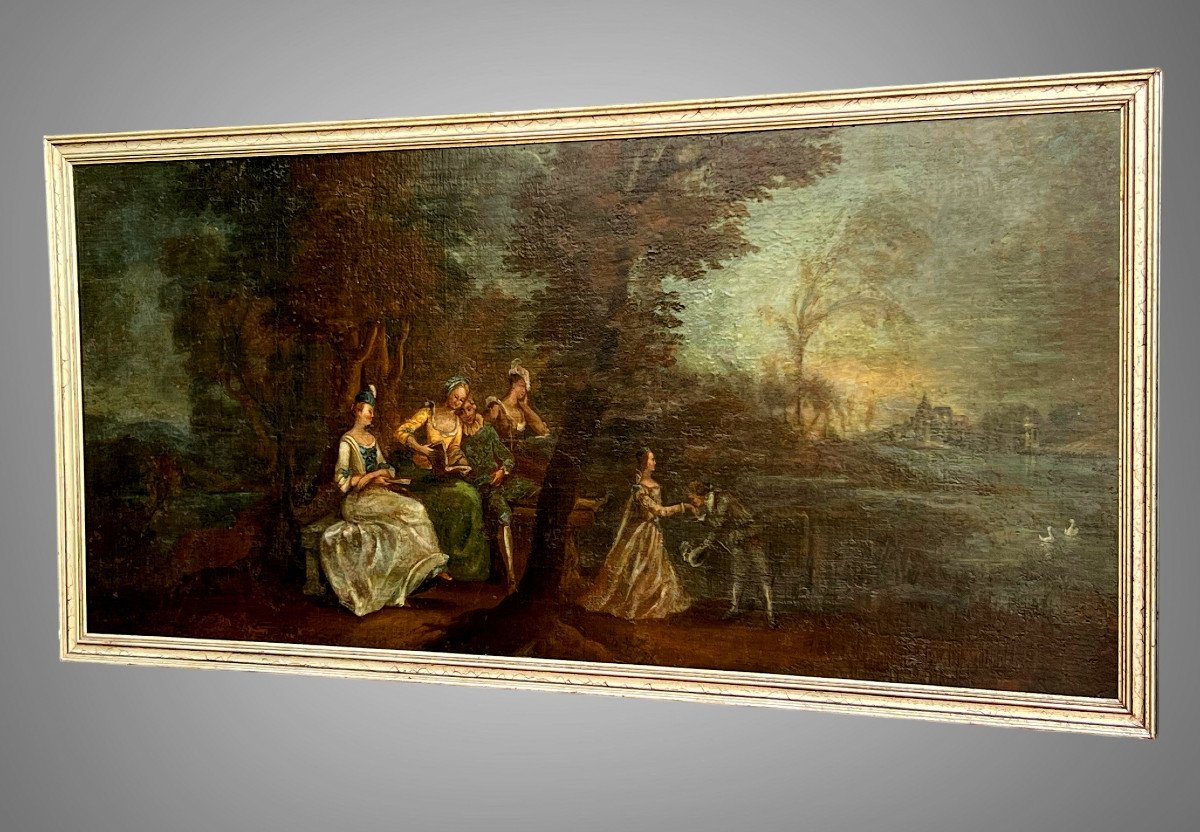 Painting / Oil On Canvas / 19th Century French School "pastoral Scene" Framed-photo-4