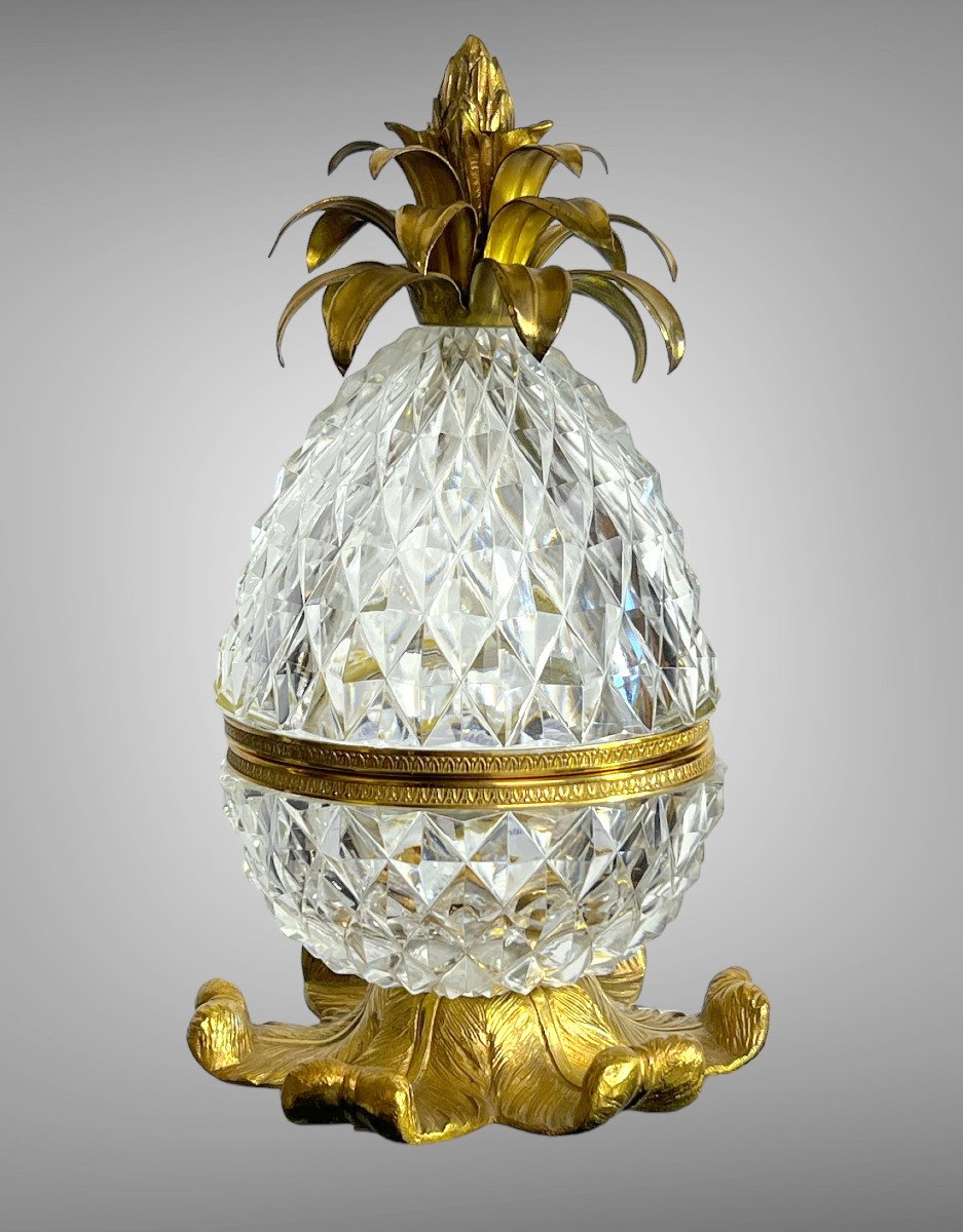 Oeuf En Cristal De Luxe Et Monture En Bronze Doré De La Maison Jansen Année 70-photo-7