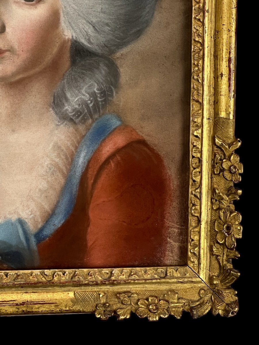 18th Century Pastel Under Glass "quality Portrait Of A Woman" With 18th Century Frame-photo-4